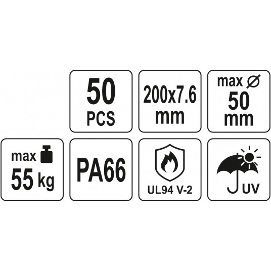 OPASKI PLASTIKOWE 200X7,6 50SZT. BIAŁE -zdjęcie numer 4