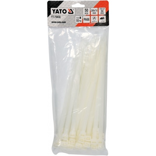 OPASKI PLASTIKOWE 200X7,6 50SZT. BIAŁE -zdjęcie numer 3