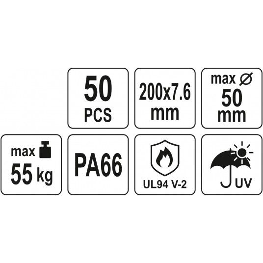 OPASKI PLASTIKOWE 200X7,6 50SZT. CZARNE -zdjęcie numer 6