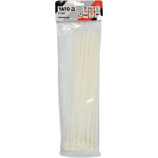 OPASKI PLASTIKOWE 300X7,6 50SZT. BIAŁE -zdjęcie numer 3