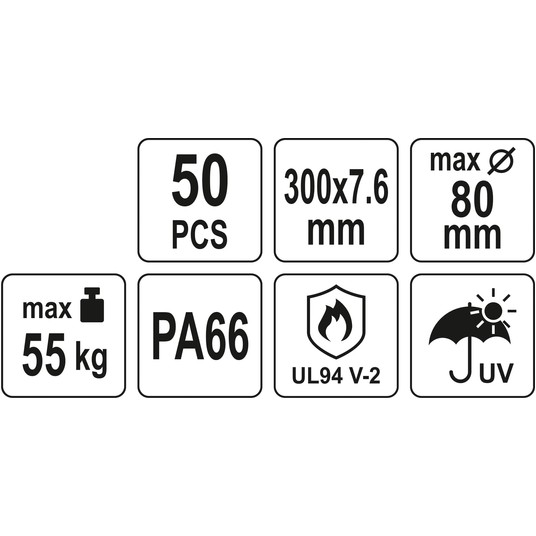 OPASKI PLASTIKOWE 300X7,6 50SZT. BIAŁE -zdjęcie numer 4