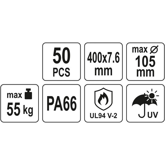 OPASKI PLASTIKOWE 400X7,6 50SZT. BIAŁE -zdjęcie numer 4