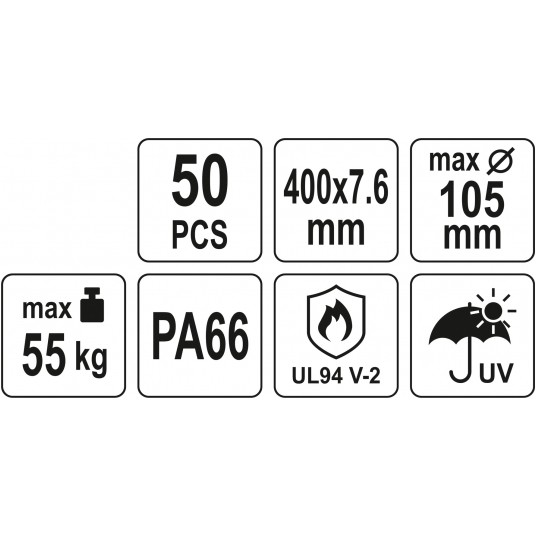 OPASKI PLASTIKOWE 400X7,6 50SZT. CZARNE -zdjęcie numer 6