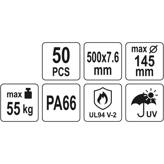 OPASKI PLASTIKOWE 500X7,6 50SZT. BIAŁE -zdjęcie numer 4