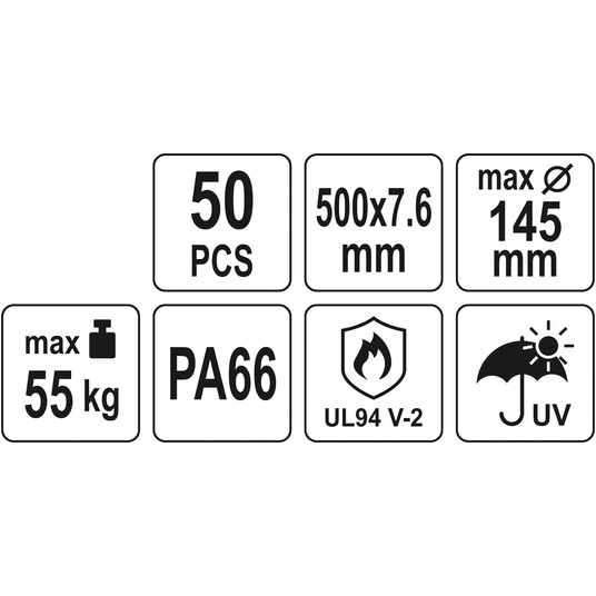 OPASKI PLASTIKOWE 500X7,6 50SZT. CZARNE -zdjęcie numer 4