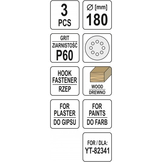 PAPIER ŚCIERNY OKRĄGŁY NA RZEP 180MM P60 -zdjęcie numer 3