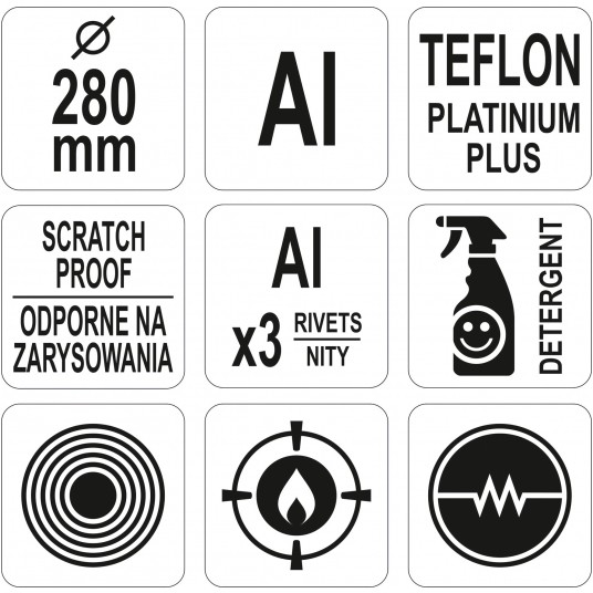 PATELNIA ALU INDUKCYJNA PTFE 280MM -zdjęcie numer 4