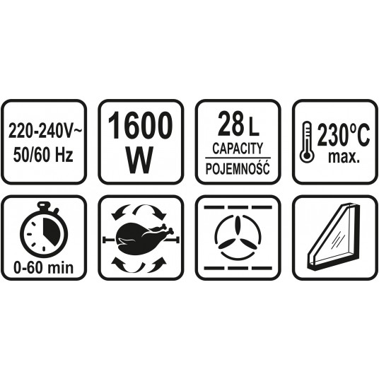 PIEKARNIK ELEKTRYCZNY 1600W 28L -zdjęcie numer 5