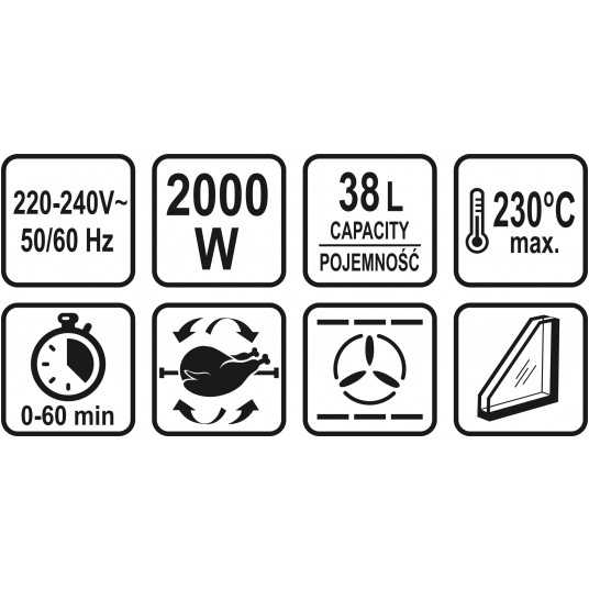 PIEKARNIK ELEKTRYCZNY 2000W 38L -zdjęcie numer 5