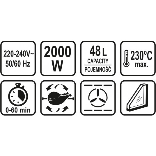PIEKARNIK ELEKTRYCZNY 2000W 48L -zdjęcie numer 5