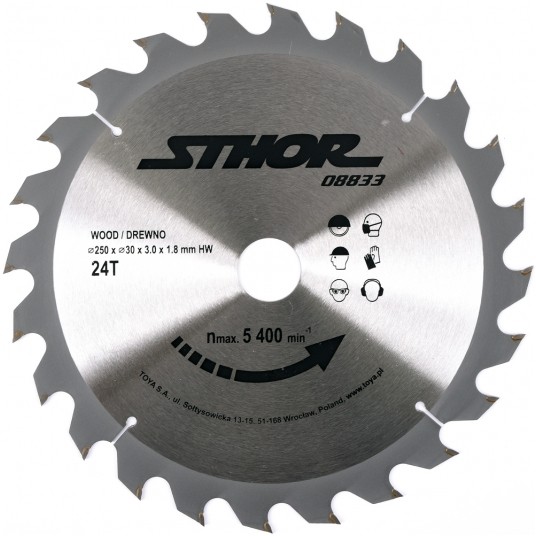 PIŁA TARCZOWA Z WĘGLIKIEM D250 T24 d30 -zdjęcie numer 1