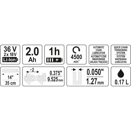 PILARKA ŁAŃCUCHOWA 36V 14'' - 2X 2AH -zdjęcie numer 6