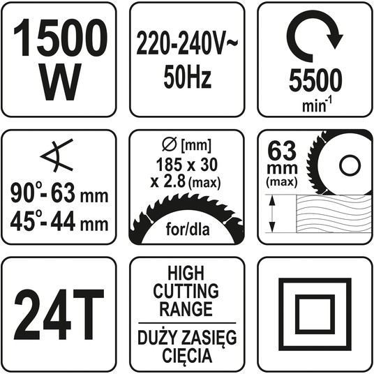 PILARKA TARCZOWA 185MM 1500W 5500 OBR/MI -zdjęcie numer 4