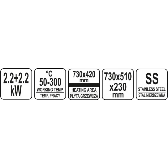 PŁYTA GRILLOWA GŁADKA 2x2,2kW 73CM -zdjęcie numer 4