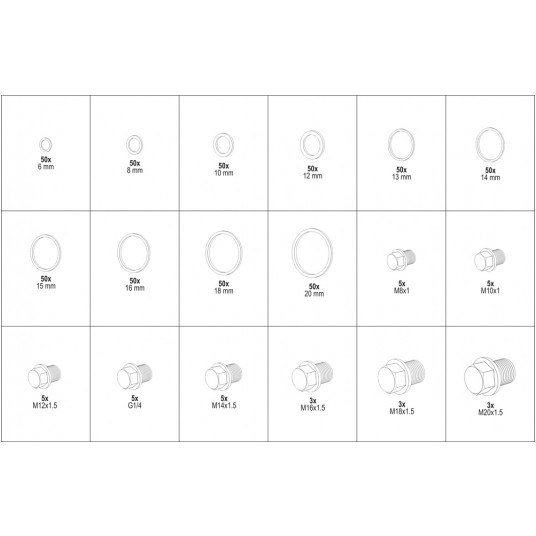 PODKŁADKI I KORKI SPUSTOWE OLEJU 534 SZT -zdjęcie numer 3