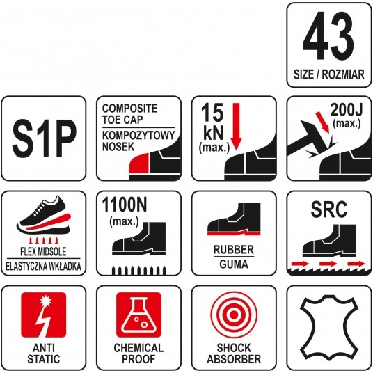 PÓŁBUTY ROBOCZE PERA S1P ROZ. 43 -zdjęcie numer 7