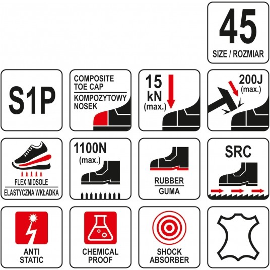 PÓŁBUTY ROBOCZE PERA S1P ROZ. 45 -zdjęcie numer 1