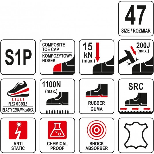 PÓŁBUTY ROBOCZE PERA S1P ROZ. 47 -zdjęcie numer 1