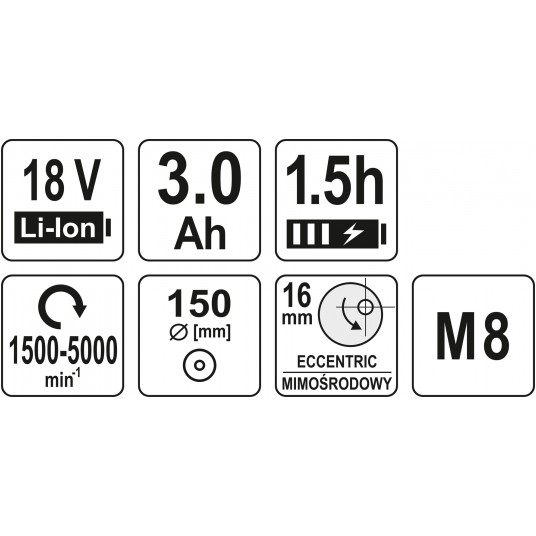 POLERKA MIMOŚRODOWA 18V 150MM - 3AH -zdjęcie numer 10