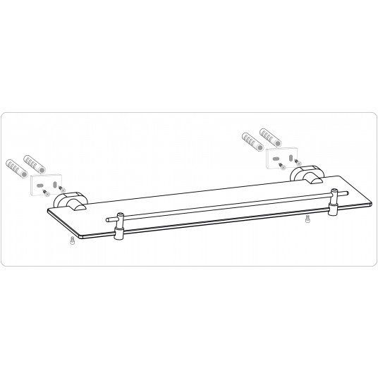 PÓŁKA SZKLANA 52 CM OVAL CHROM -zdjęcie numer 3