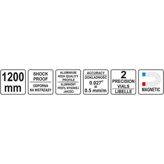 POZIOMNICA MAGNETYCZNA 1200MM 2 LIBELLE -zdjęcie numer 4