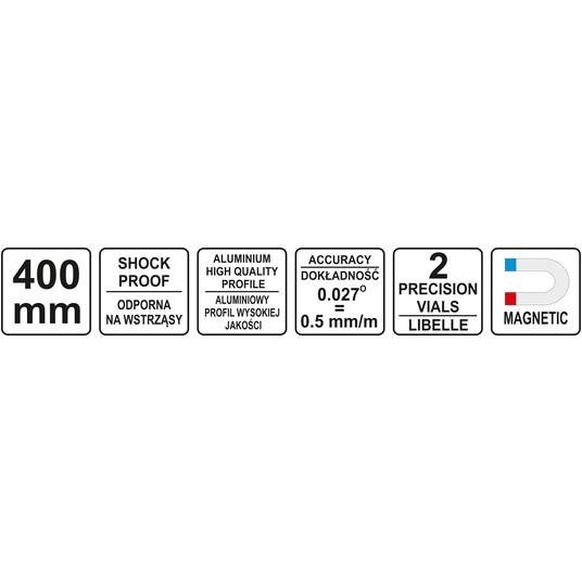 POZIOMNICA MAGNETYCZNA 400 MM 2 LIBELLE -zdjęcie numer 4