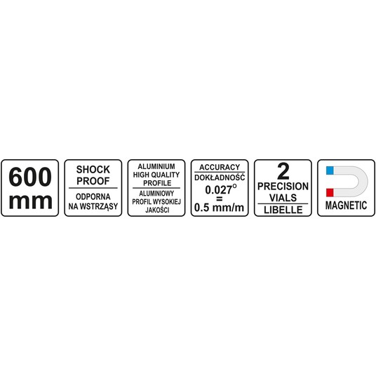 POZIOMNICA MAGNETYCZNA 600 MM 2 LIBELLE -zdjęcie numer 5