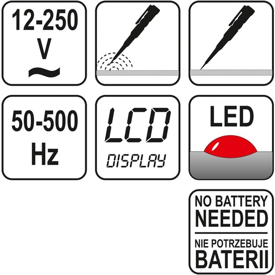PRÓBNIK NAPIĘCIA 12-250V LCD -zdjęcie numer 4