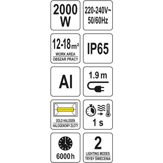 PROMIENNIK PODCZERWIENI 2000W Z PILOTEM -zdjęcie numer 7