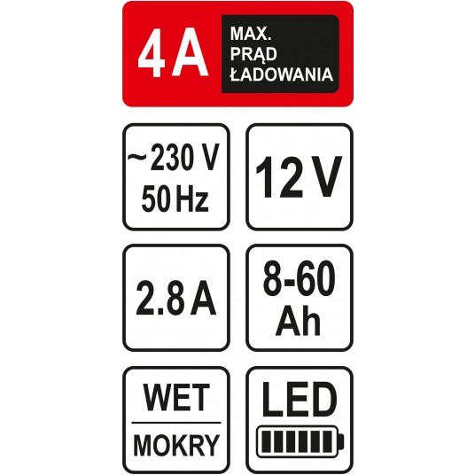 PROSTOWNIK 12V 4A 60AH LED -zdjęcie numer 4