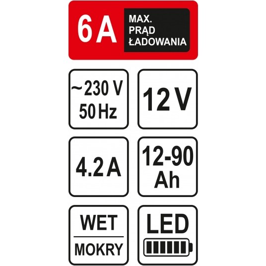 PROSTOWNIK 12V 6A 90AH LED -zdjęcie numer 4