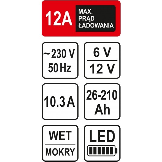 PROSTOWNIK 6/12V 12A 210AH LED -zdjęcie numer 4