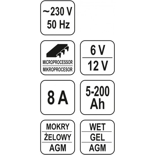 PROSTOWNIK ELEKTRONICZN 6/12V 8A 5-200Ah -zdjęcie numer 2