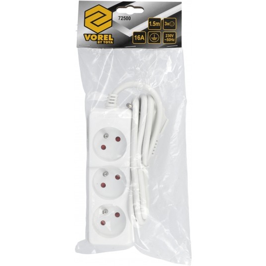 PRZEDŁUŻACZ ELEKTR./BIAŁY/ 3G Z/U 1,5M -zdjęcie numer 3
