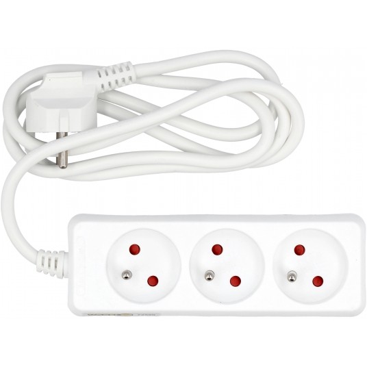 PRZEDŁUŻACZ ELEKTR./BIAŁY/ 3G Z/U 1,5M -zdjęcie numer 1