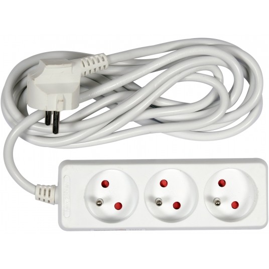 PRZEDŁUŻACZ ELEKTR./BIAŁY/ 3G Z/U 3M -zdjęcie numer 1