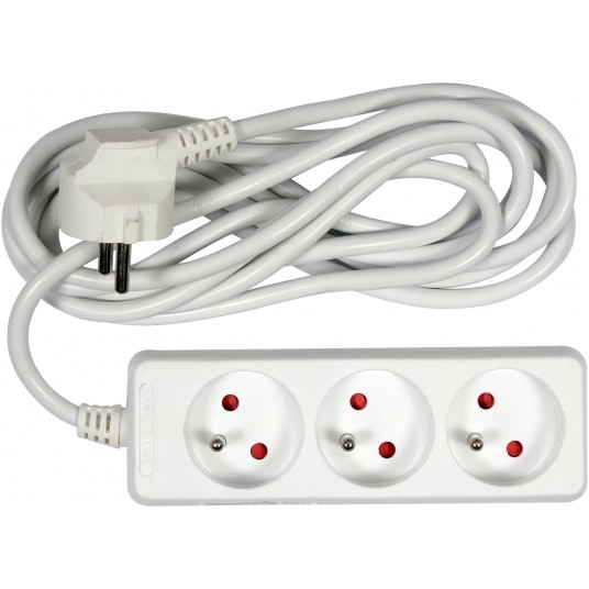 PRZEDŁUŻACZ ELEKTR./BIAŁY/ 3G Z/U 3M -zdjęcie numer 1