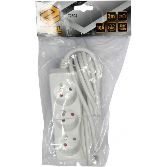 PRZEDŁUŻACZ ELEKTR./BIAŁY/ 3G Z/U 3M -zdjęcie numer 4