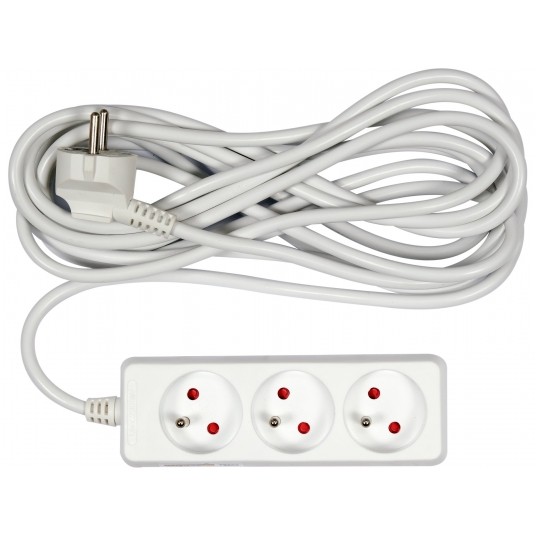 PRZEDŁUŻACZ ELEKTR./BIAŁY/ 3G Z/U 5M -zdjęcie numer 1