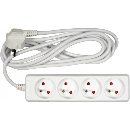 PRZEDŁUŻACZ ELEKTR./BIAŁY/ 4G Z/U 3M -zdjęcie numer 1