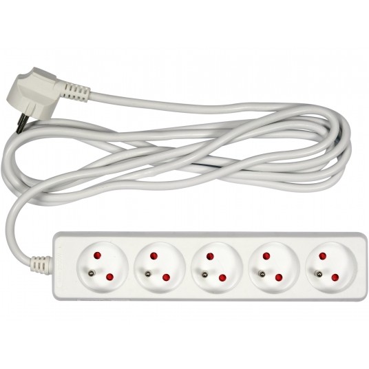 PRZEDŁUŻACZ ELEKTR./BIAŁY/ 5G Z/U 3M -zdjęcie numer 1