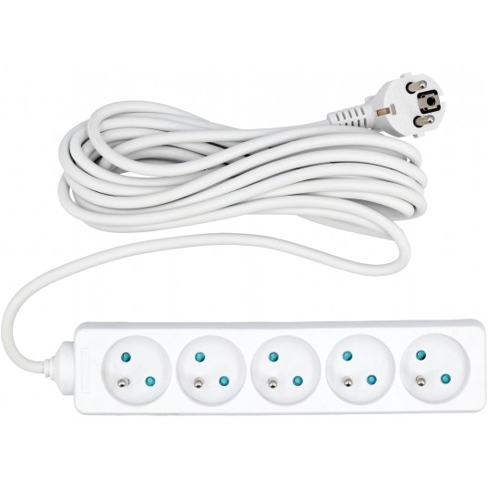 PRZEDŁUŻACZ ELEKTR./BIAŁY/ 5G Z/U 5M -zdjęcie numer 1