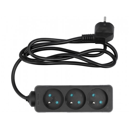 PRZEDŁUŻACZ ELEKTR./CZARNY/ 3G Z/U 1,5M -zdjęcie numer 1
