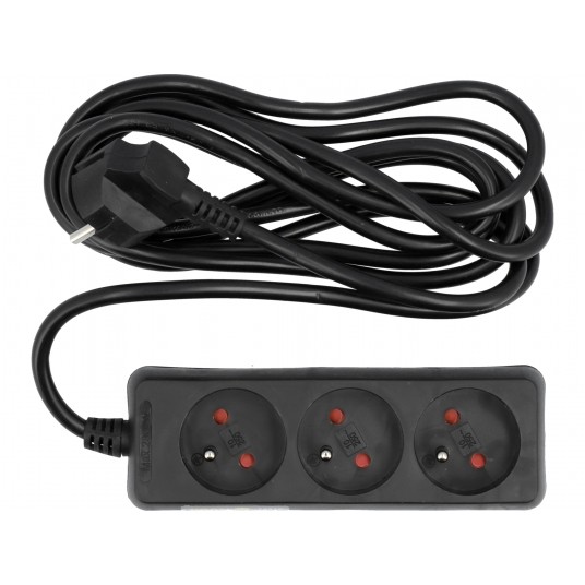 PRZEDŁUŻACZ ELEKTR./CZARNY/ 3G Z/U 3M -zdjęcie numer 1