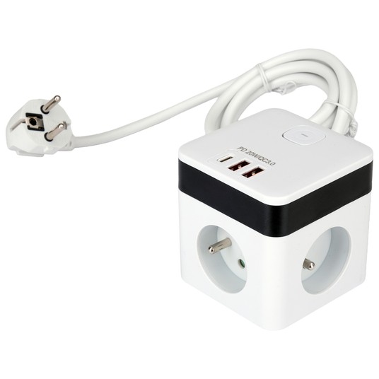 PRZEDŁUŻACZ KOSTKA Z USB 3G Z/U 1,5M -zdjęcie numer 2