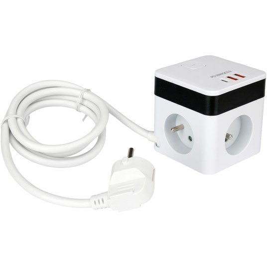 PRZEDŁUŻACZ KOSTKA Z USB 3G Z/U 1,5M -zdjęcie numer 1