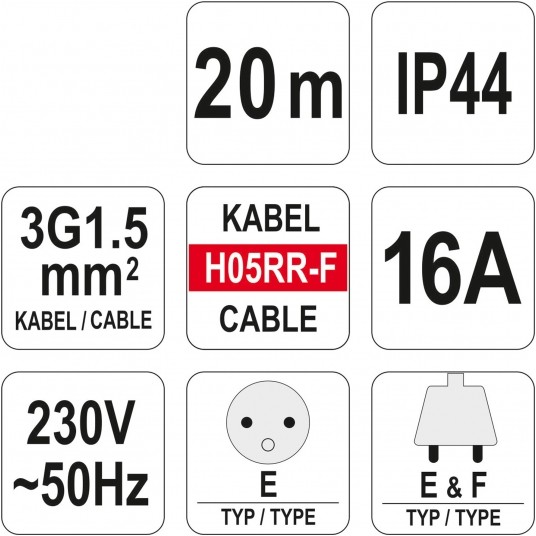 PRZEDŁUŻACZ W OSŁONIE GUMOWEJ 20M -zdjęcie numer 5