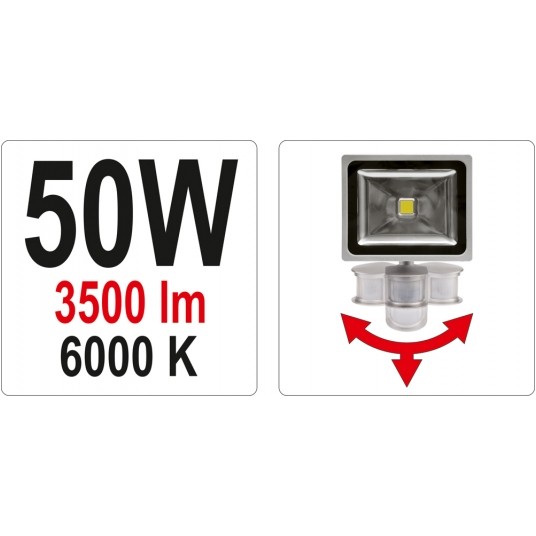 REFLEKTOR DIODOWY Z CZUJN. RUCHU 50W 3500LM YATO -zdjęcie numer 5