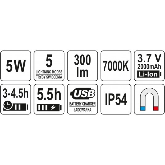 REFLEKTOR PRZENOŚNY 5W COB 300LM -zdjęcie numer 8