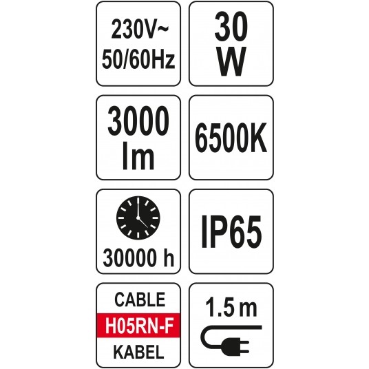 REFLEKTOR PRZENOŚNY SMD LED 30W 3000LM Y -zdjęcie numer 3